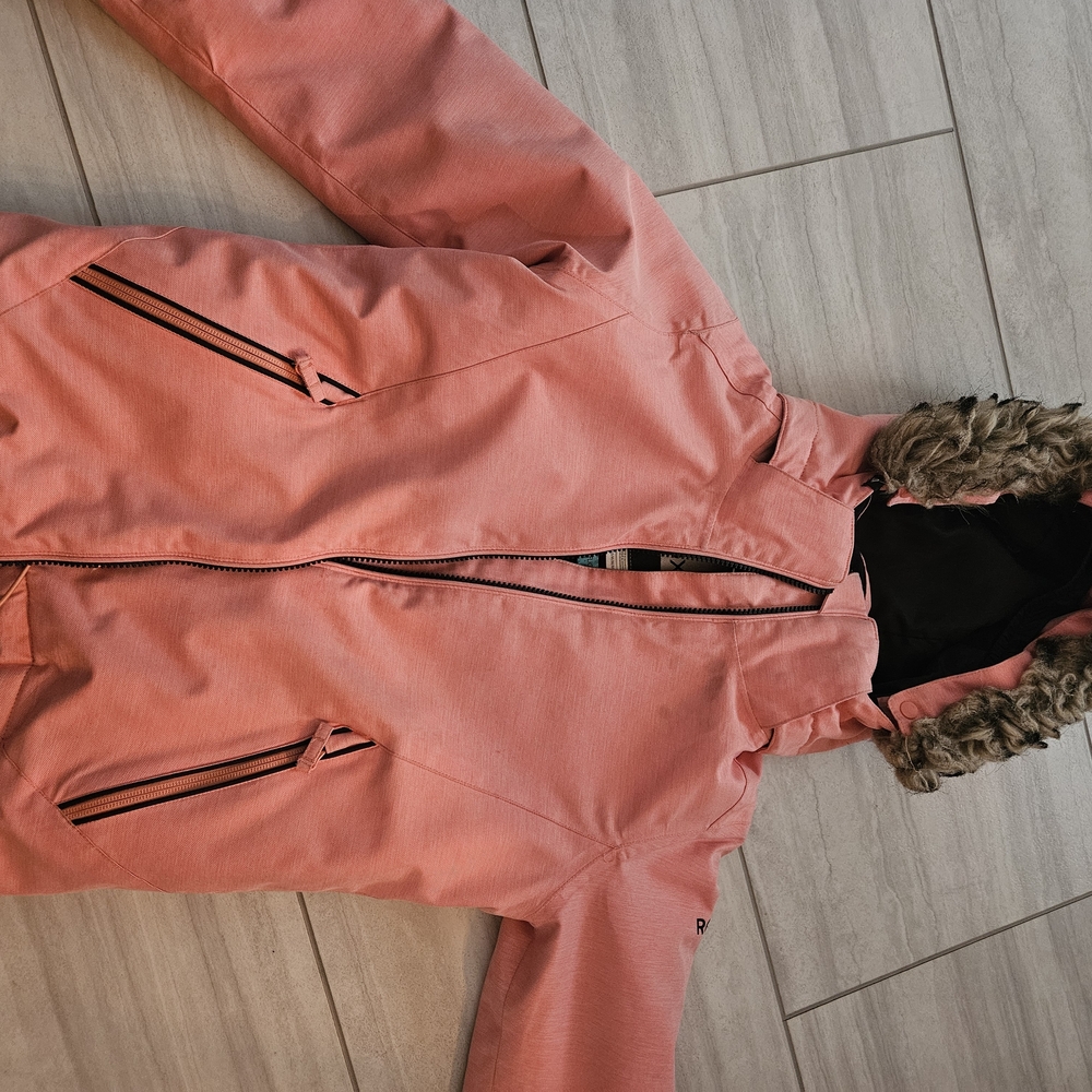 Roxy Coral Ski Jacket with Faux Fur Hood